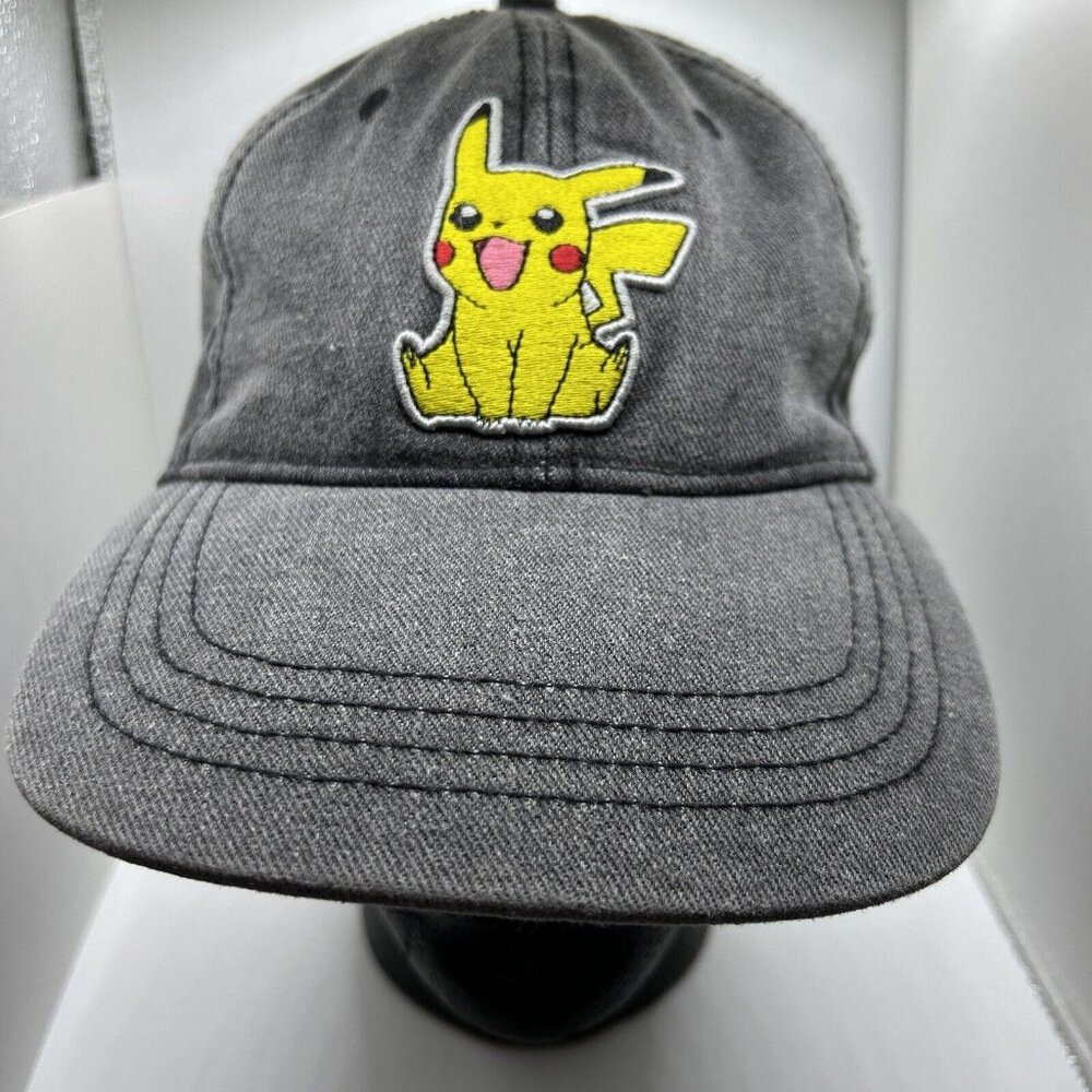Pokemon Pikachu Baseball Cap Hat 2017 Adult Gray Stonewash Adjustable One Size